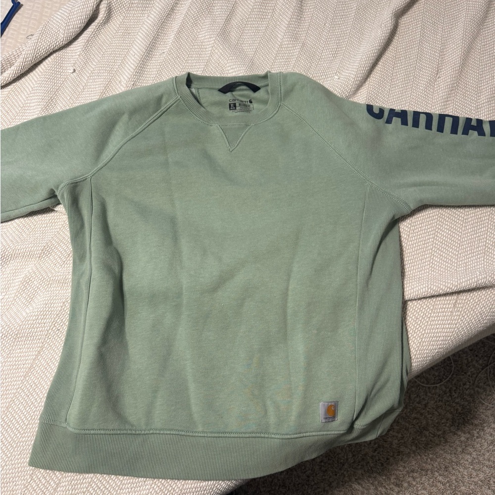 Carhartt Green Crewneck Sweater with Textured Cotton Blend